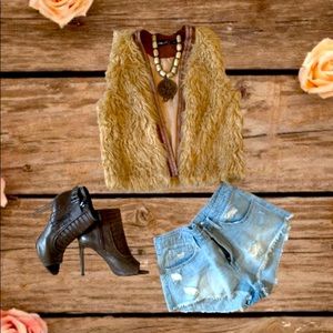 Faux Fur Boho Vest S